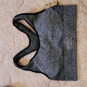 Victoria's Secret Pink Racer Back Sports Bra Grey/Black, Size small